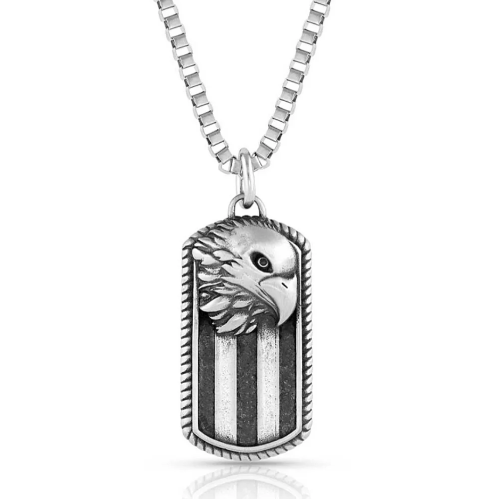 Montana Silversmiths Men's Patriotic Strength Dog Tag Necklace Retail $70 - New